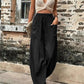 Pantalon stretch à poche de couleur unie pour femmes
