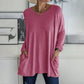 T-shirt ample à manches longues et col rond pour femmes