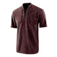 T-shirt rétro gothique à manches courtes avec col en V lacé et poche en lin pour hommes-7