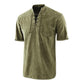 T-shirt rétro gothique à manches courtes avec col en V lacé et poche en lin pour hommes-6