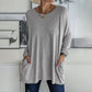 T-shirt ample à manches longues et col rond pour femmes