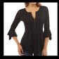 V -ceck 3/4 Horn Sleeve Slim T -shirt