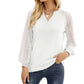 Top à col en V et coutures en dentelle pour femme
