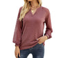 Top à col en V et coutures en dentelle pour femme