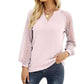 Top à col en V et coutures en dentelle pour femme