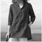 Chemise en coton et lin à manches 3/4 pour femmes