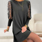 Robe Unie à Col Rond et Manches Bouffantes