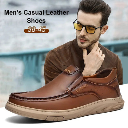 Chaussures confortables à enfiler en cuir à semelle souple pour hommes