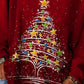 T-shirt ample à col en V et imprimé de Noël